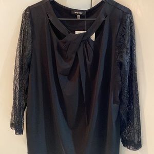 Nine West black lace blouse NEW